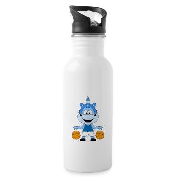 BASKETBALL - SPORT - EINHORN - KIND - BABY - Trinkflasche mit integriertem Trinkhalm - Weiß - Rechts