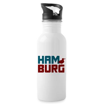 Hamburg Fan Möwe Quote Hansestadt Nordsee - Trinkflasche mit integriertem Trinkhalm - Weiß - Rechts