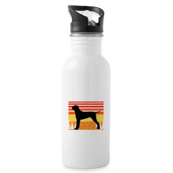 Ariege Pointer Dog Lover Silhouette Vintage Sunset - Water bottle with straw - white - Right