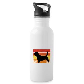 Basset Griffon Vend Grand Dog Silhouette Retro - Water bottle with straw - white - Right