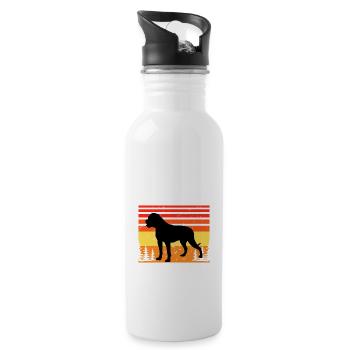 American Bulldog Dog Lover Silhouette Retro Sunset - Gourde avec paille intégrée - blanc - Droite