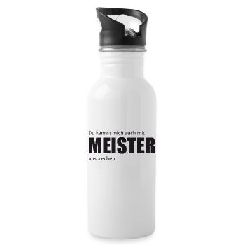 Mit Meister ansprechen - Trinkflasche mit integriertem Trinkhalm - Weiß - Rechts