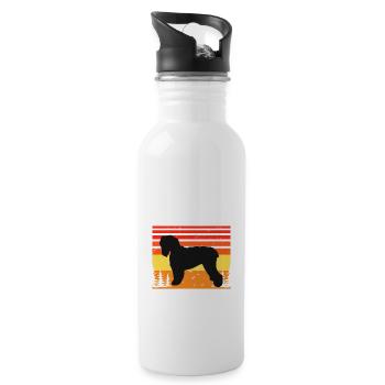 Noir Terrier Russe Chien Silhouette Rétro Coucher de Soleil - Gourde avec paille intégrée - blanc - Droite