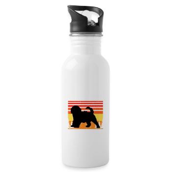 Cockapoo Hundeliebhaber Silhouette Vintage Sonnenuntergang - Trinkflasche mit integriertem Trinkhalm - Weiß - Rechts