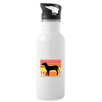 Chien Francais Blanc Et Noir Dog Silhouette Retro - Water bottle with straw - white - Right