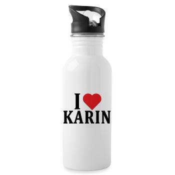 t-shirt J’aime Karin idée cadeau t-shirt - Gourde avec paille intégrée - blanc - Droite