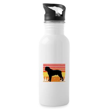 Englisch Mastiff Hund Liebe Silhouette Vintage Sonnenuntergang - Trinkflasche mit integriertem Trinkhalm - Weiß - Rechts