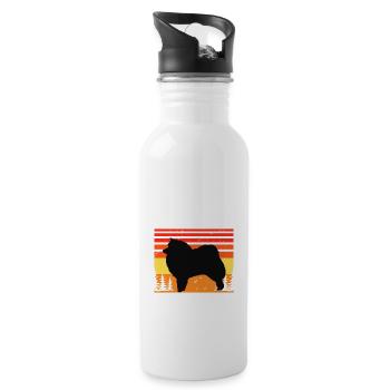 Spitz japonais Dog Lover Silhouette Vintage Sunset - Gourde avec paille intégrée - blanc - Droite