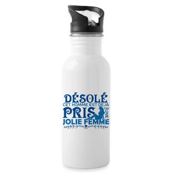 Cadeau Mari Copain Le meilleur copain du monde !! - Gourde avec paille intégrée - blanc - Droite