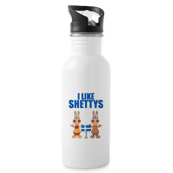 PFERDE - HORSES - I LIKE SHETTYS - Trinkflasche mit integriertem Trinkhalm - Weiß - Rechts