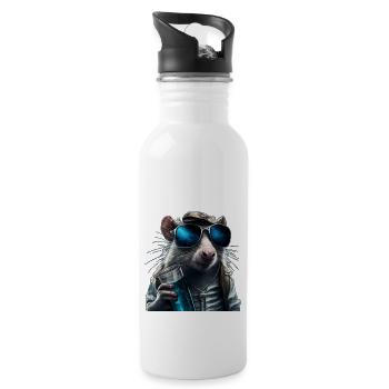 A rat with glasses and a mysterious drink - Water bottle with straw - white - Right
