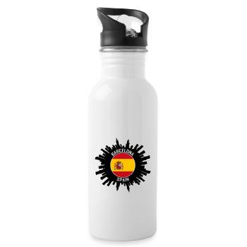 Barcelona Skyline Spanien Flagge Reise Souvenir - Trinkflasche mit integriertem Trinkhalm - Weiß - Rechts