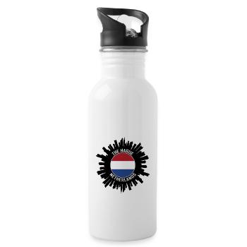 Den Haag Skyline Niederlande Flagge Reisesouvenir - Trinkflasche mit integriertem Trinkhalm - Weiß - Rechts