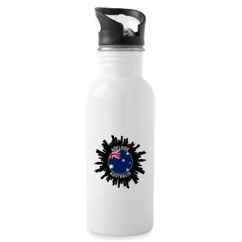 Adelaide Skyline Australien Flagge Reise Souvenir - Trinkflasche mit integriertem Trinkhalm - Weiß - Rechts