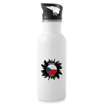 Prag Skyline Tschechische Flagge Reise Souvenir - Trinkflasche mit integriertem Trinkhalm - Weiß - Rechts
