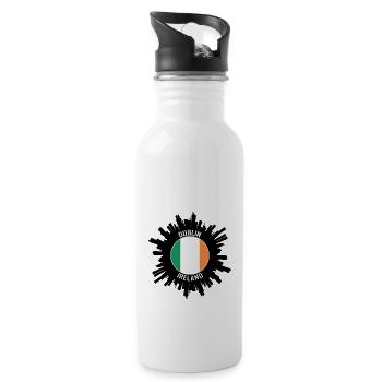 Dublin Skyline Ireland Flag Travel Souvenir - Water bottle with straw - white - Right