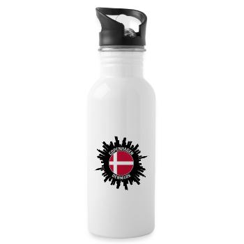 Copenhague Skyline Danemark Flag Souvenir de voyage - Gourde avec paille intégrée - blanc - Droite