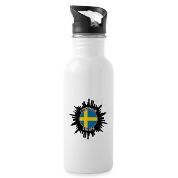 Stockholm Skyline Suède Flag Souvenir de voyage - Gourde avec paille intégrée - blanc - Droite