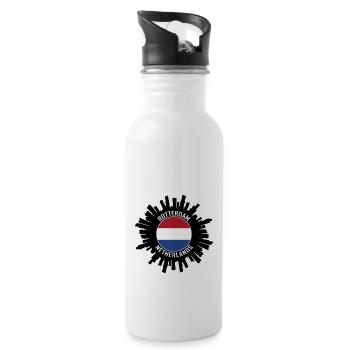 Rotterdam Skyline Pays-Bas Flag Souvenir de voyage - Gourde avec paille intégrée - blanc - Droite