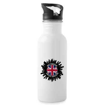 Nottingham Skyline Uk Flag Travel Souvenir - Water bottle with straw - white - Right