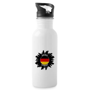 Bremen Skyline Deutschland Flagge Reisesouvenir - Trinkflasche mit integriertem Trinkhalm - Weiß - Rechts