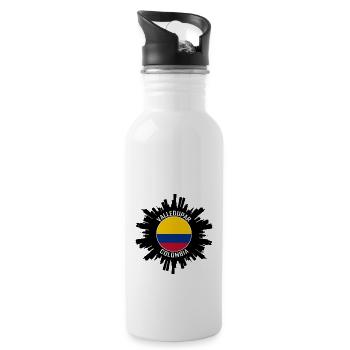 Valledupar Skyline Colombie Flag Souvenir de voyage - Gourde avec paille intégrée - blanc - Droite