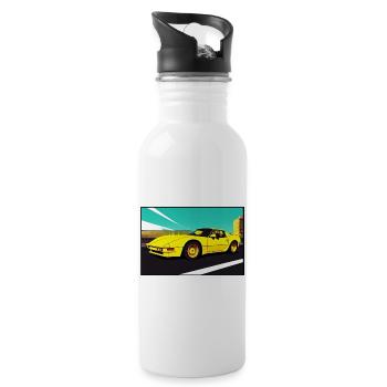 Sports car 80s yellow - Water bottle with straw - white - Right