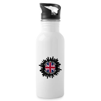Stoke On Trent Skyline Uk Flag Travel Souvenir - Water bottle with straw - white - Right