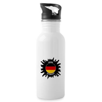 Bonn Skyline Deutschland Flagge Reisesouvenir - Trinkflasche mit integriertem Trinkhalm - Weiß - Rechts