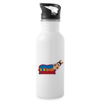 PFERD - PONY - SOFA - CHILLEN - RELAXEN - TIERISCH - Trinkflasche mit integriertem Trinkhalm - Weiß - Rechts