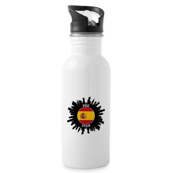 Vigo Skyline Spanien Flagge Reise-Souvenir - Trinkflasche mit integriertem Trinkhalm - Weiß - Rechts