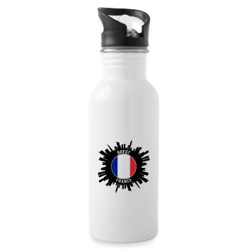 Brest Skyline Frankreich Flagge Reise-Souvenir - Trinkflasche mit integriertem Trinkhalm - Weiß - Rechts