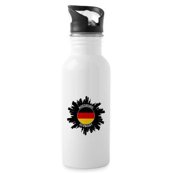 Augsburg Skyline Deutschland Flagge Reise-Souvenir - Trinkflasche mit integriertem Trinkhalm - Weiß - Rechts