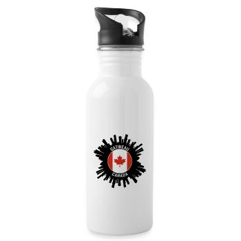 Gatineau Skyline Canada Flag Travel Souvenir - Water bottle with straw - white - Right