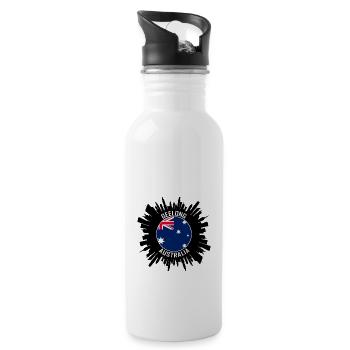 Geelong Skyline Australien Flagge Reise-Souvenir - Trinkflasche mit integriertem Trinkhalm - Weiß - Rechts