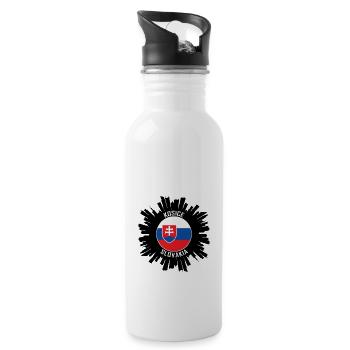 Kosice Skyline Slovakia Flag Travel Souvenir - Water bottle with straw - white - Right