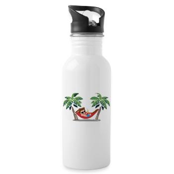 Hängematte Sommer Strand - Trinkflasche mit integriertem Trinkhalm - Weiß - Rechts