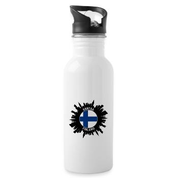Vantaa Skyline Finnland Flagge Reise-Souvenir - Trinkflasche mit integriertem Trinkhalm - Weiß - Rechts