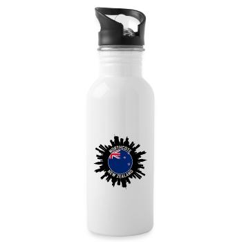 Northcote Skyline Neuseeland Flagge Reise-Souvenir - Trinkflasche mit integriertem Trinkhalm - Weiß - Rechts