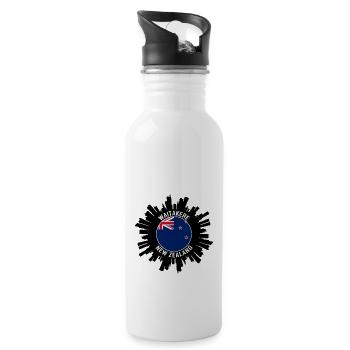 Waitakere Skyline Neuseeland Flagge Reise-Souvenir - Trinkflasche mit integriertem Trinkhalm - Weiß - Rechts