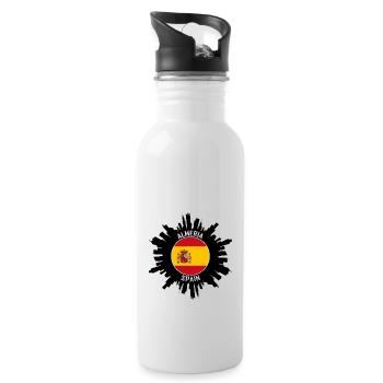 Almeria Skyline Spanien Flagge Reise-Souvenir - Trinkflasche mit integriertem Trinkhalm - Weiß - Rechts