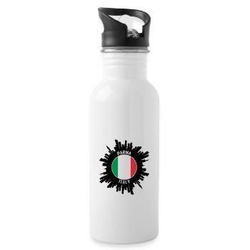 Parma Skyline Italien Flagge Reise Souvenir - Trinkflasche mit integriertem Trinkhalm - Weiß - Rechts
