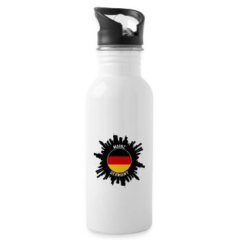 Mainz Skyline Deutschland Flagge Reise-Souvenir - Trinkflasche mit integriertem Trinkhalm - Weiß - Rechts