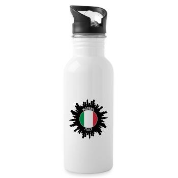 Modena Skyline Italien Flagge Reise-Souvenir - Trinkflasche mit integriertem Trinkhalm - Weiß - Rechts