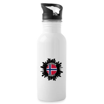 Trondheim Skyline Norway Flag Travel Souvenir - Water bottle with straw - white - Right