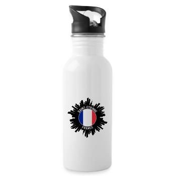 Saint Etienne Skyline France Flag Travel Souvenir - Water bottle with straw - white - Right