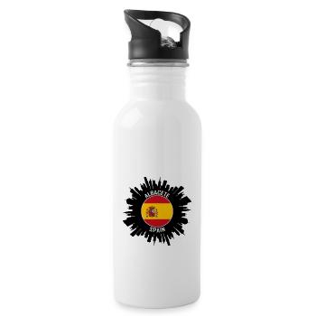 Albacete Skyline Espagne Flag Souvenir de voyage - Gourde avec paille intégrée - blanc - Droite