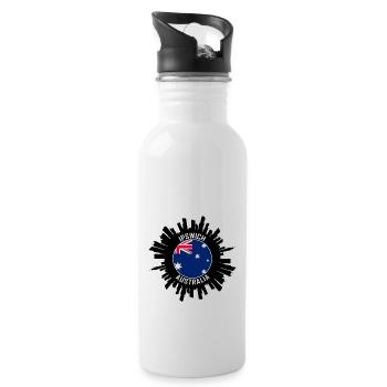 Ipswich Skyline Australien Flagge Reise-Souvenir - Trinkflasche mit integriertem Trinkhalm - Weiß - Rechts