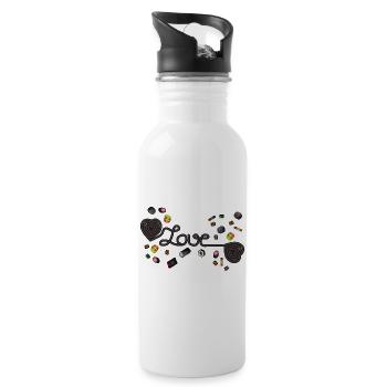 black liquorice hearts rolled as a snail. - Water bottle with straw - white - Right