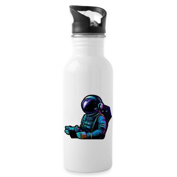 Gamer Astronaut - Trinkflasche mit integriertem Trinkhalm - Weiß - Rechts